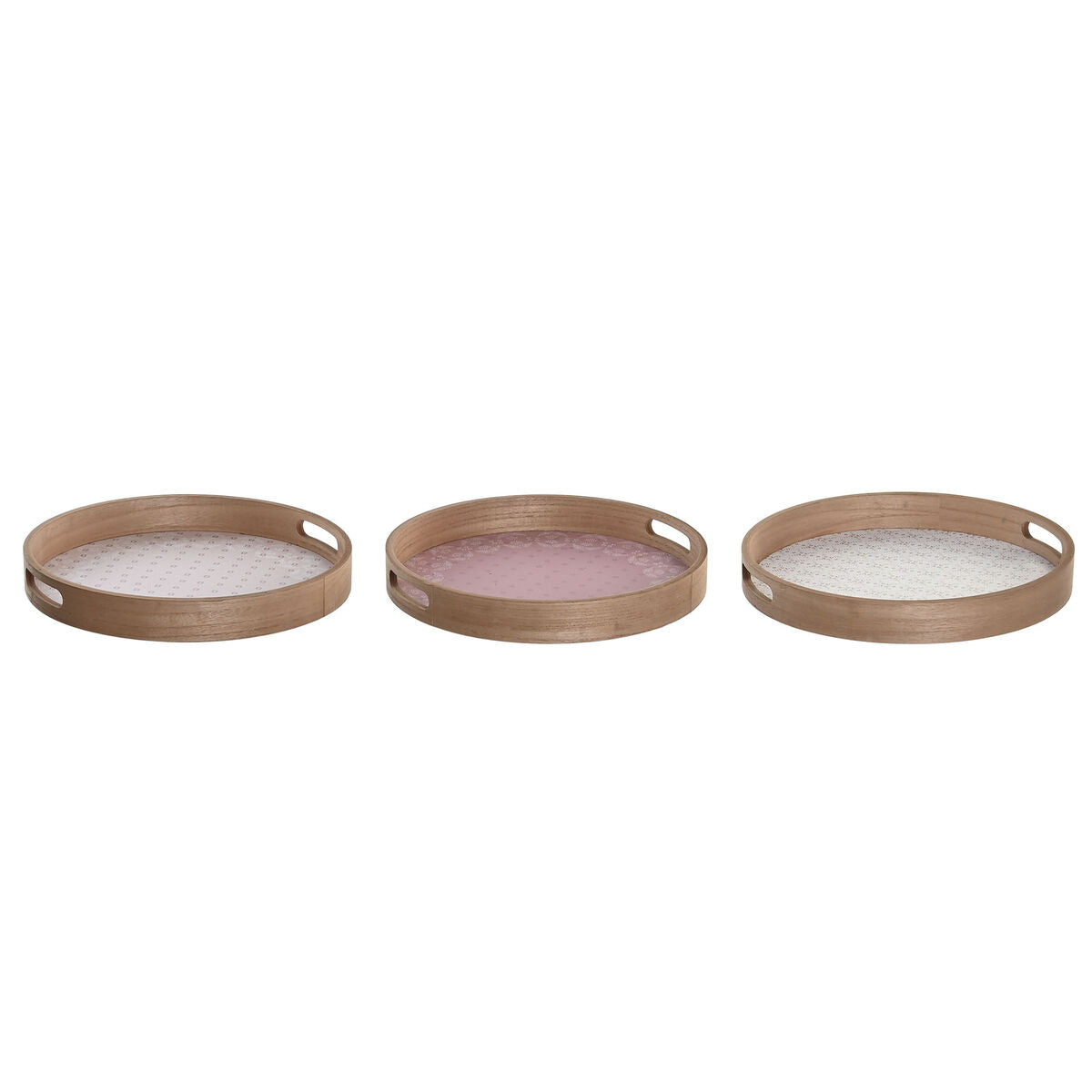 Bandeja de Aperitivos DKD Home Decor Scandi Rosa Blanco 35 x 35 x 5 cm Madera MDF (3 Unidades) | Platos Y Fuentes de diseño para cocina moderna | vajilla