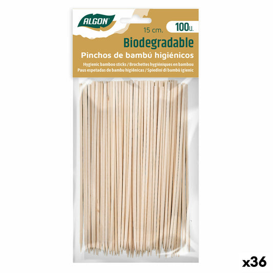 Set de Pinchos para Barbacoa Algon Bambú 150 x 2,5 x 15 mm (100 Piezas) (36 Unidades) | Gadgets de diseño para cocina moderna | vajilla